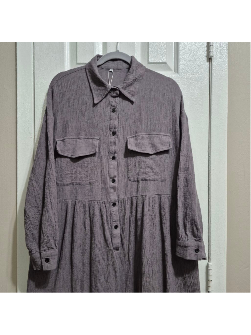 Women's MODESEES Gray Long Sleeve Tiered Midi Dress M - Picture 4 of 11